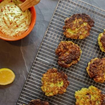 Healthy Brussels sprouts and potato latkes