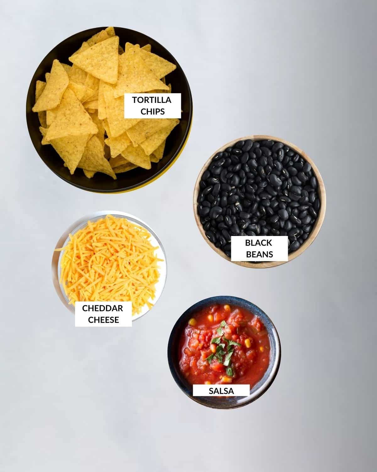 Labeled ingredient image for air fryer nachos - check recipe card for details!