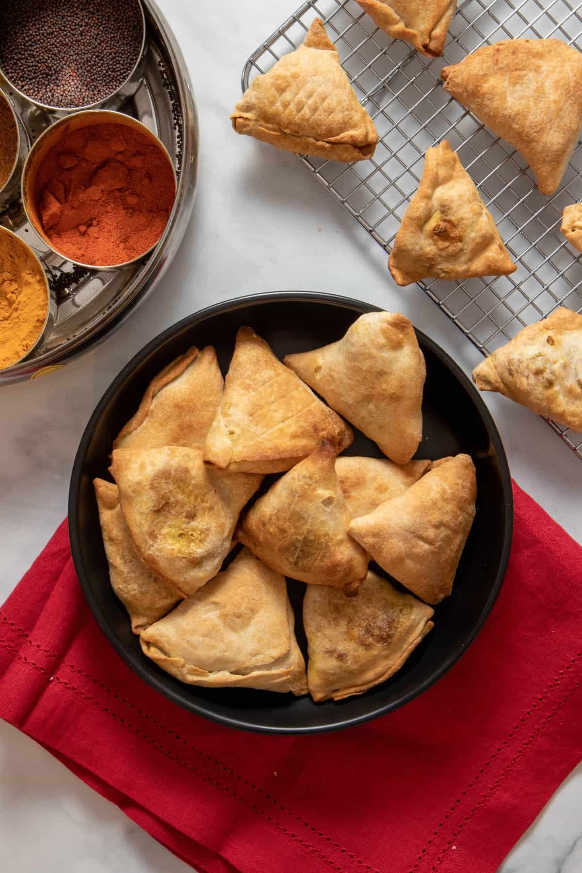 Recipes for baking and air frying samosas for a healthier snack