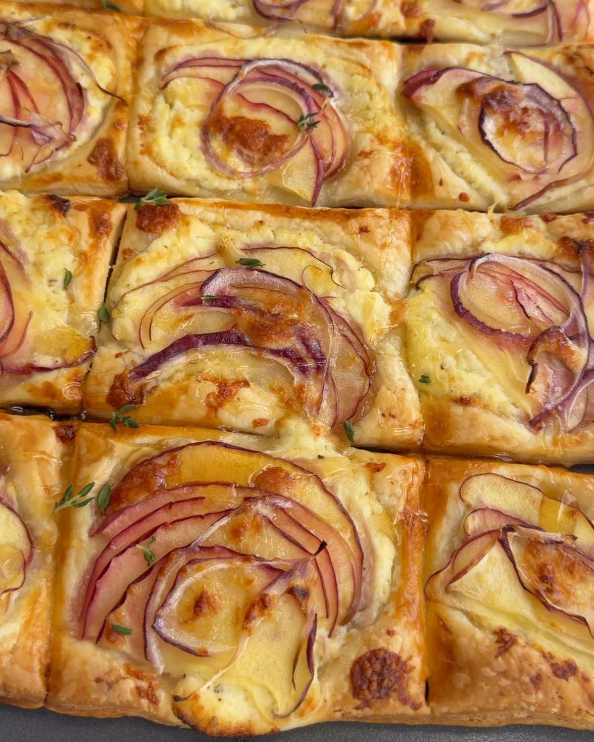 Apple cheddar tart after baking.