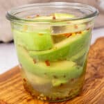 Jar of avocado pickles