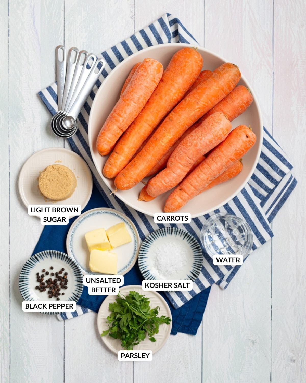 Ingredients for brown sugar glazed carrots.