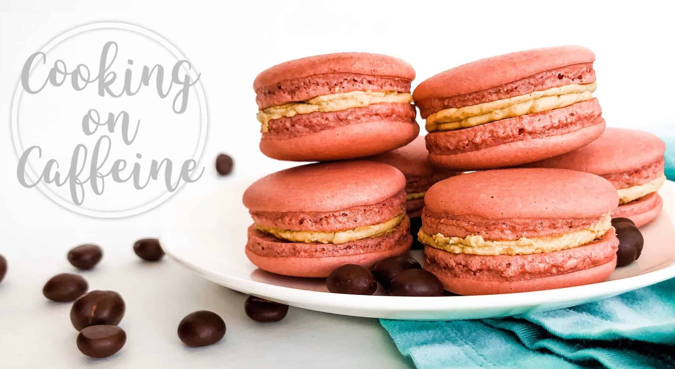 A straight shot of vegan italian macarons placed in a white plate.