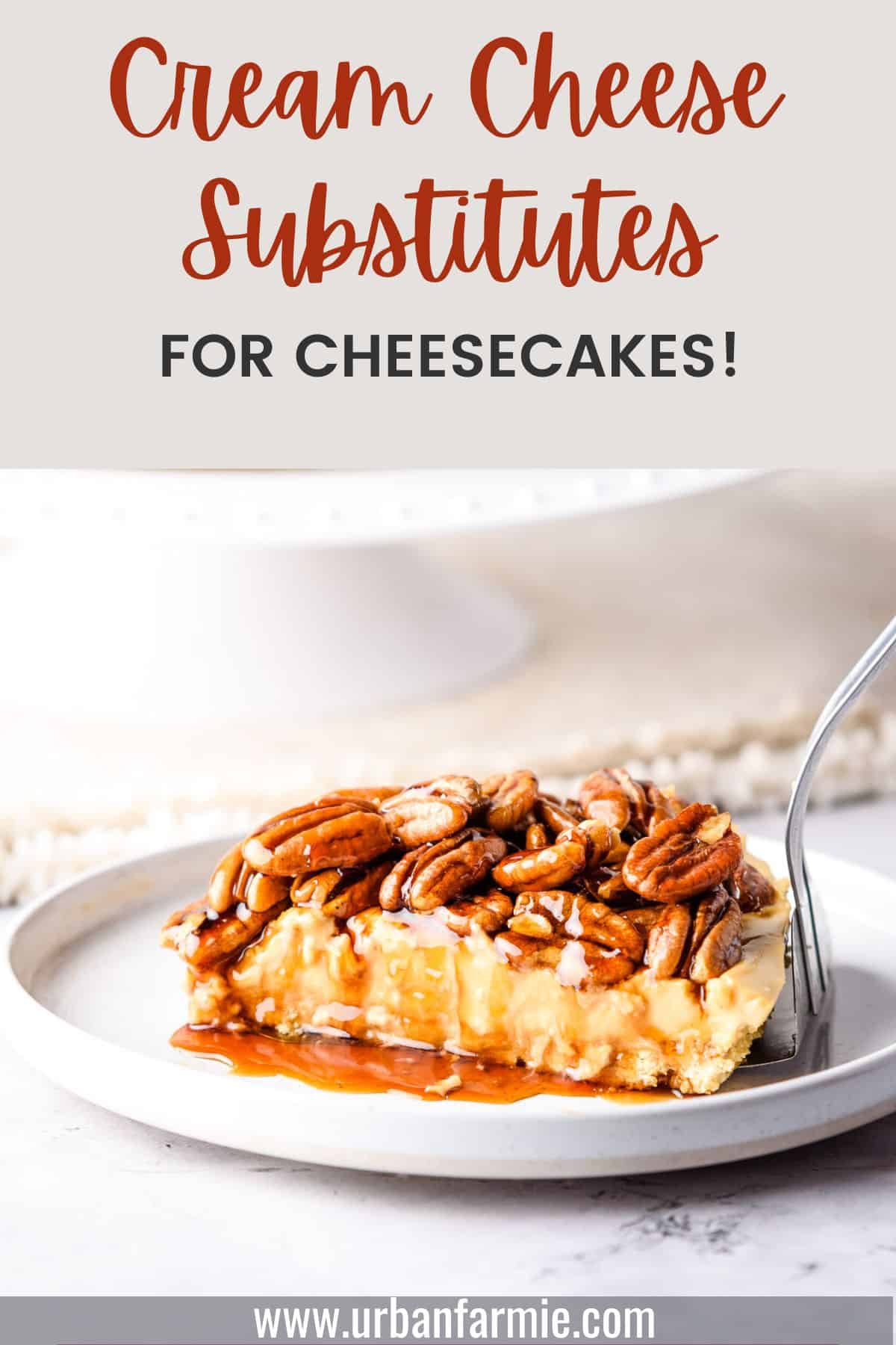 Image of pecan pie cheesecake with header of article as title.