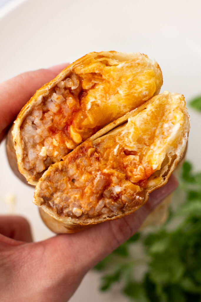 Cheesy Bean and Rice Burrito
