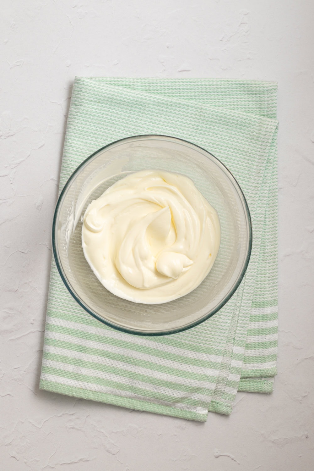 Whipped cream folded into the cream cheese mixture until light and fluffy.