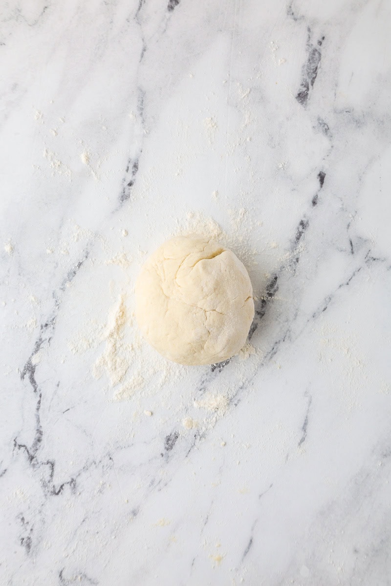An overhead image of the dough ball.
