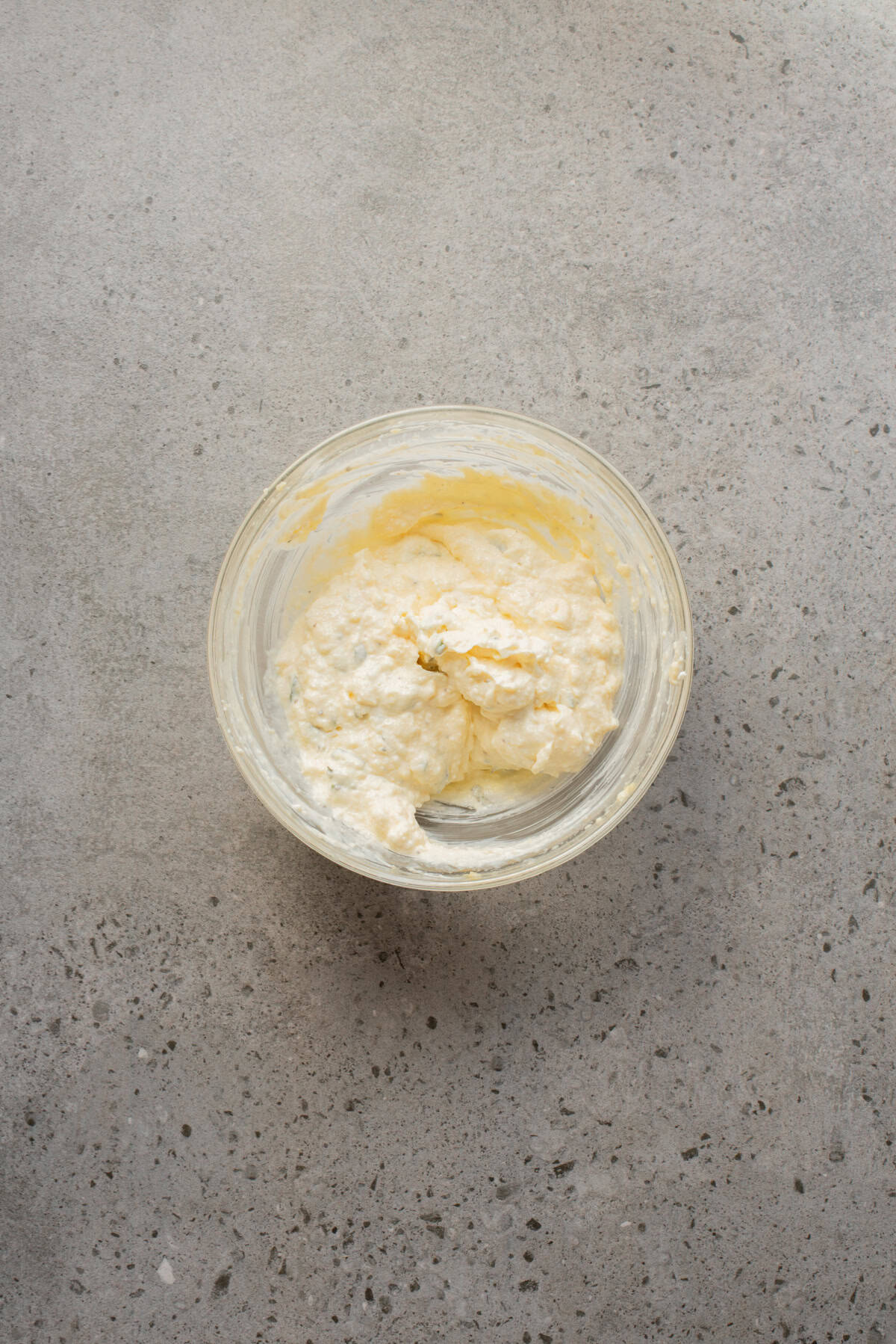 An overhead image of ricotta cheese mixture.