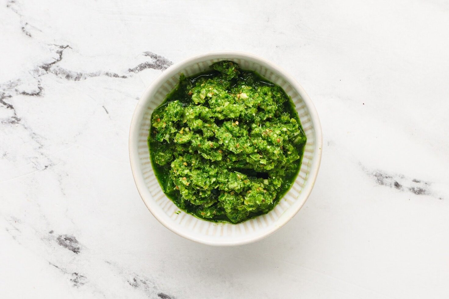 Thai Green curry paste in a small bowl.