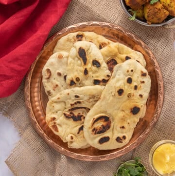 Close up of naan on plate