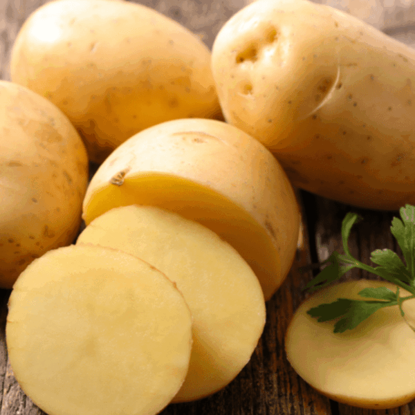 Potatoes on a wooden surface
