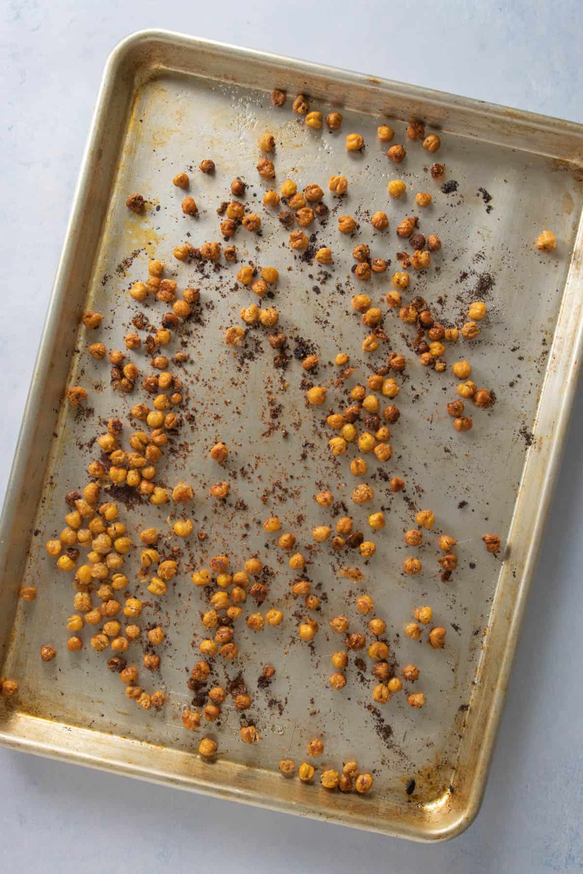 Sheet tray with roasted chickpeas