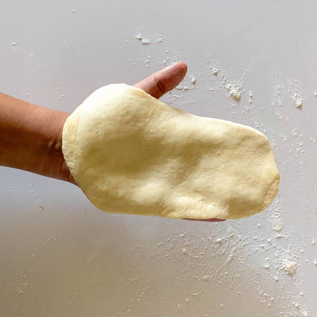 Size of dough once it's been rolled out