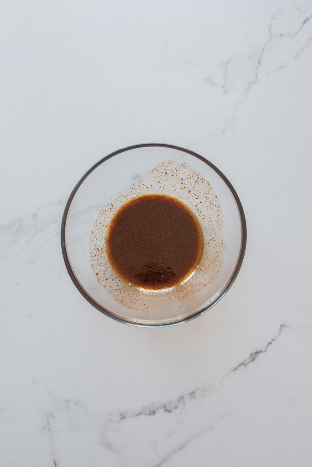 An overhead image of making the salad dressing.