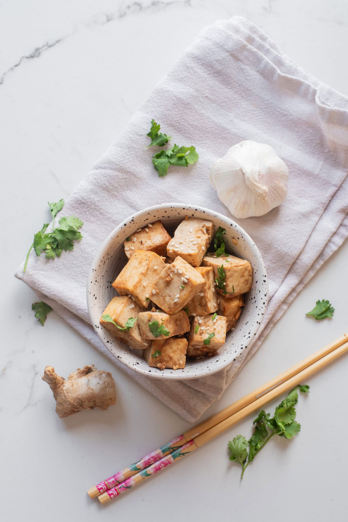 An overhead image of miso tofu served on a plate.
