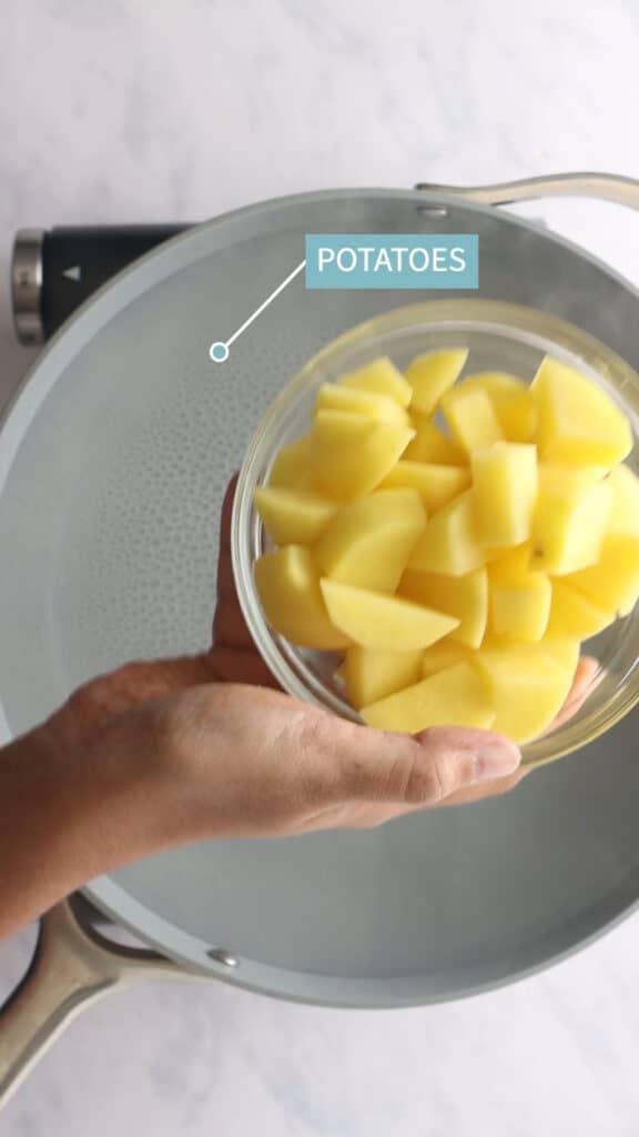 Step 1: Add potatoes to a pot of salted water.