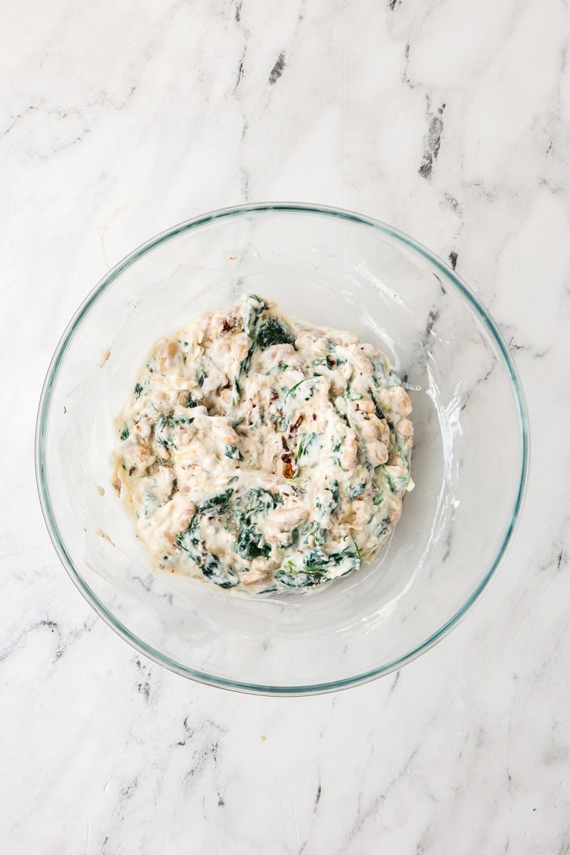 An overhead image of the vegetable mixture.