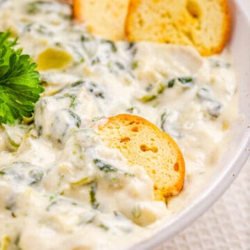 Instant Pot Spinach Artichoke Dip - Featured Image Close Up In Bowl