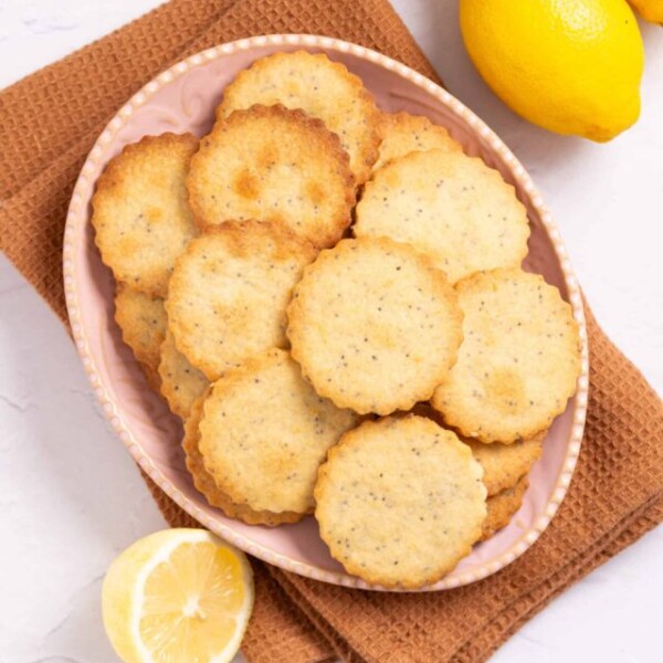 An overhead image of lemon shortbread cookies.