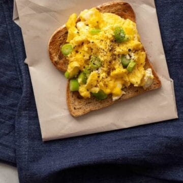 Scrambled Eggs with Goat Cheese on Toast